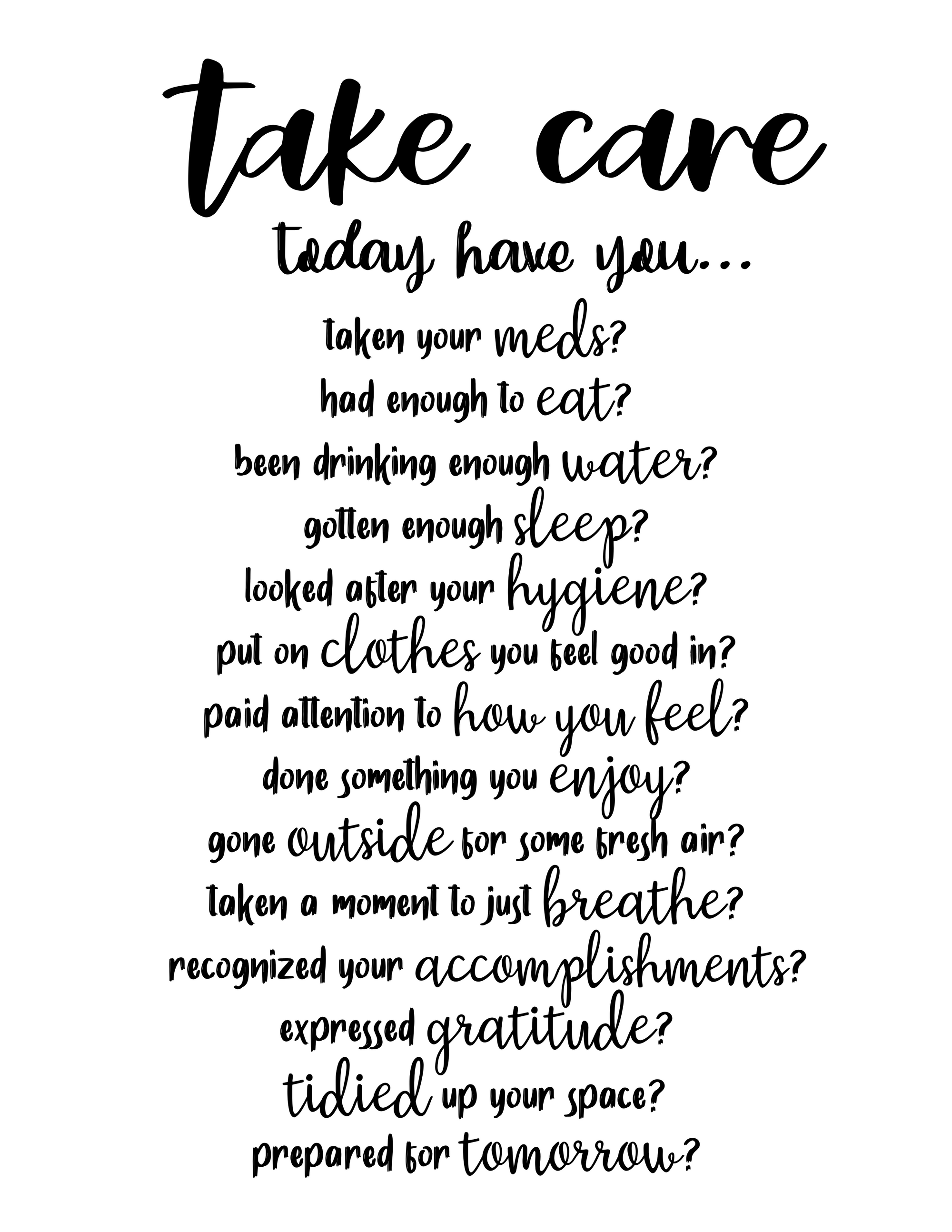 Self-care checklist